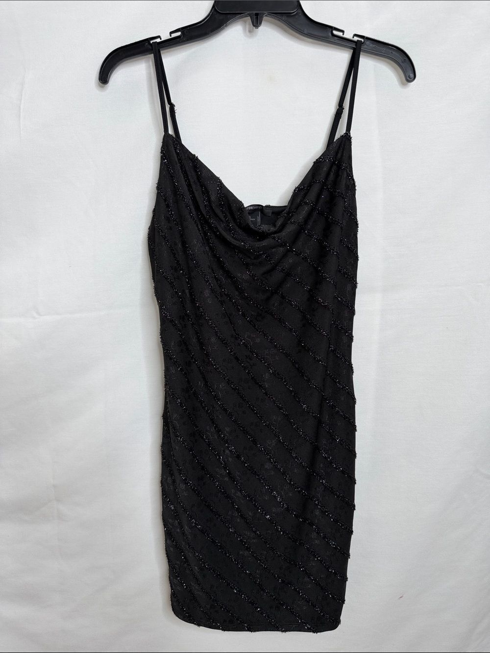 Forever 21 Black Beaded Cowl Slip Dress